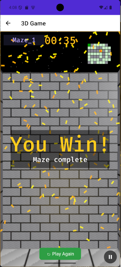 Maze MAUI app on Android — 3D game