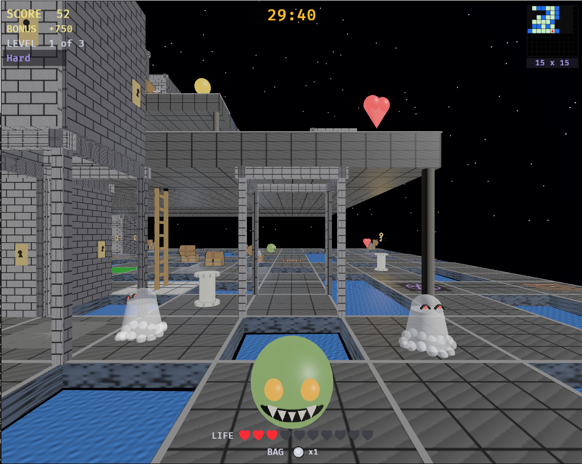 Maze React.js app — multi-level first-person 3D gameplay with water walls